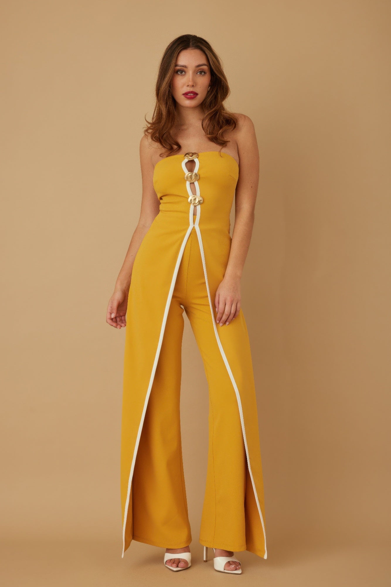 Golden Hour Strapless Cutout Jumpsuit – Delozia