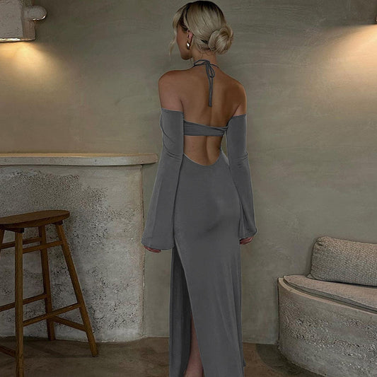 Sexy Backless Slit Tube Top Dress