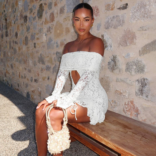 Sexy Cutout Lace Long Sleeve Dress