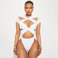 Cross Lace-Up Hollow Out Bodysuit