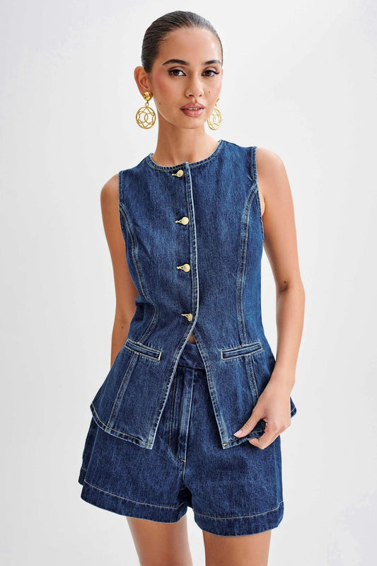 Classy Denim Two Piece Set
