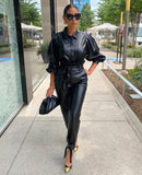 Bold Finesse Faux Leather Suit