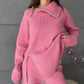 High Collar Zipped Knitted Sweater Suit Set