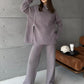 High Collar Zipped Knitted Sweater Suit Set