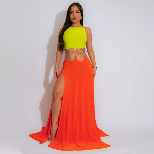 Sexy Backless High Slit Dress