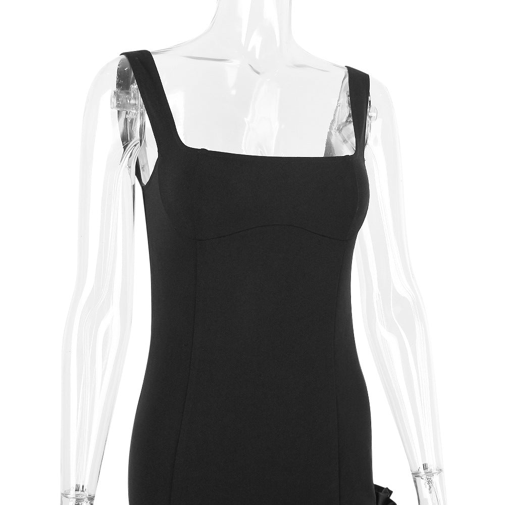 Chic French Backless Slip Dress