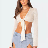 Frosted V Knit Cropped Sweater