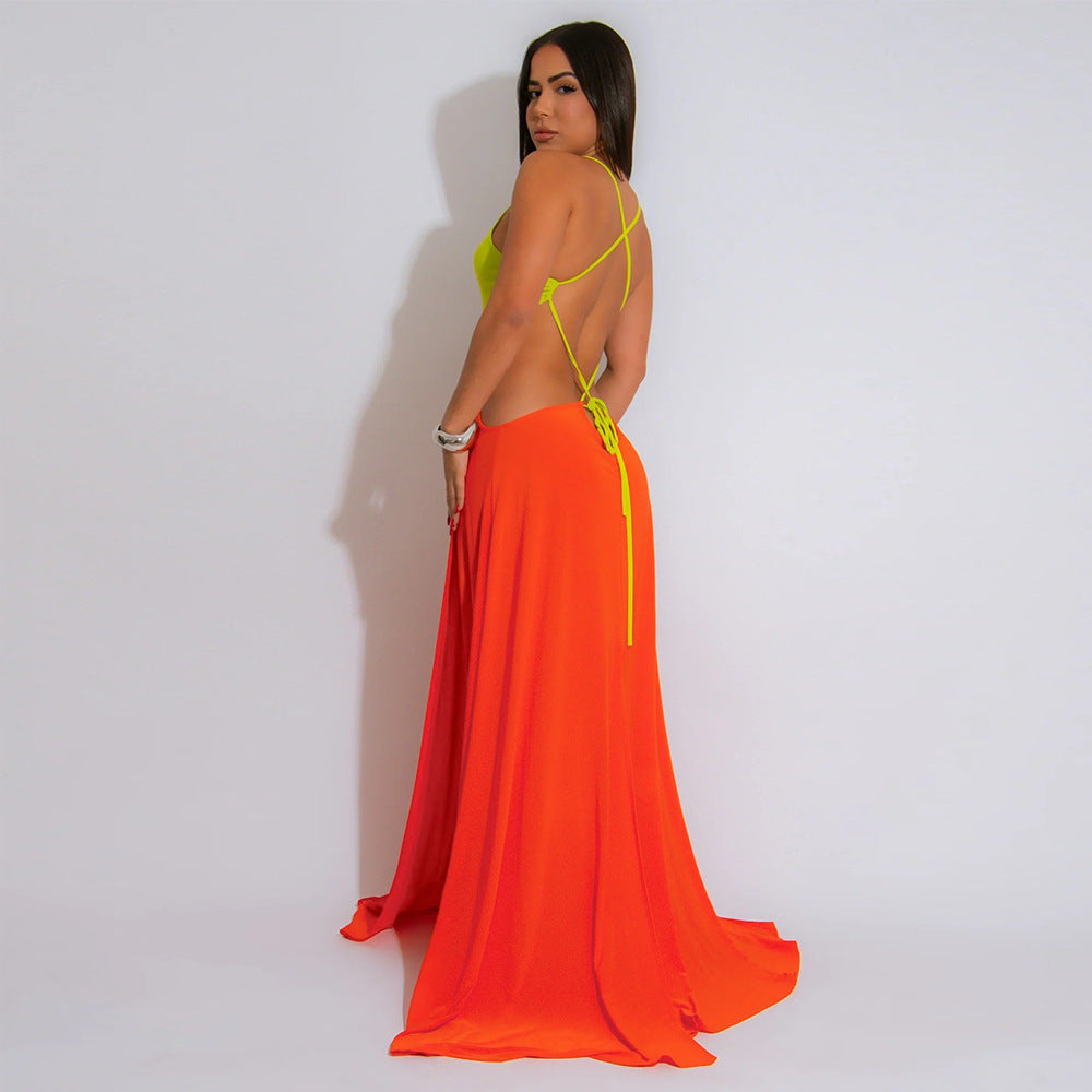 Sexy Backless High Slit Dress