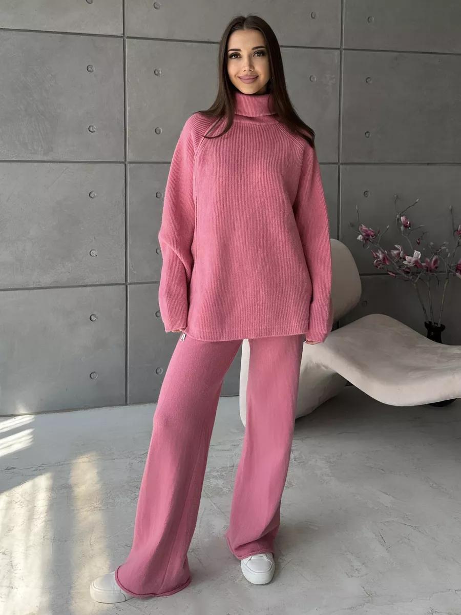 High Collar Zipped Knitted Sweater Suit Set