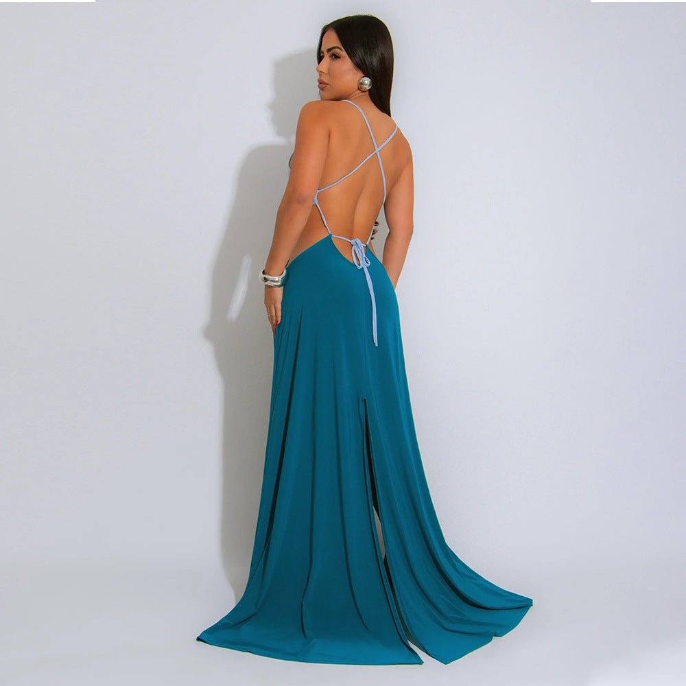 Sexy Backless High Slit Dress