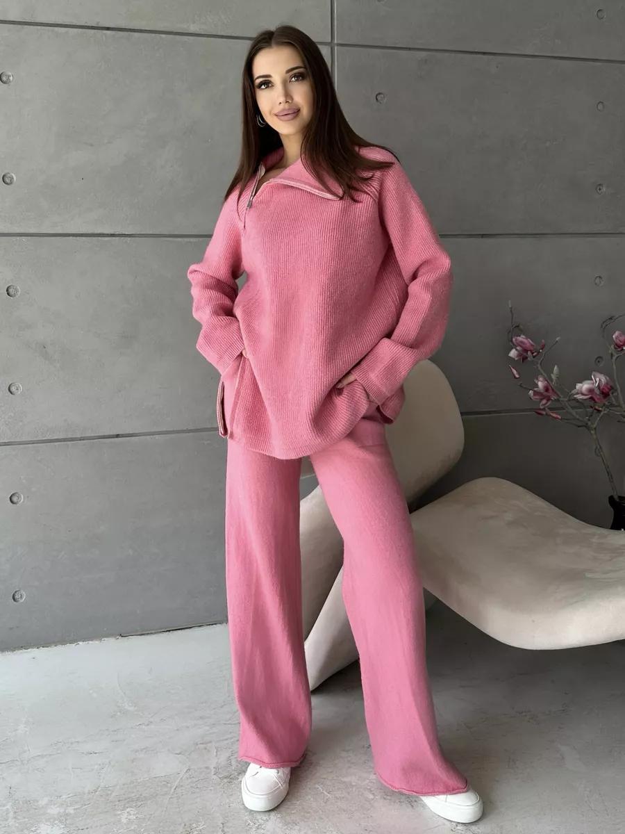 High Collar Zipped Knitted Sweater Suit Set