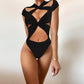 Cross Lace-Up Hollow Out Bodysuit