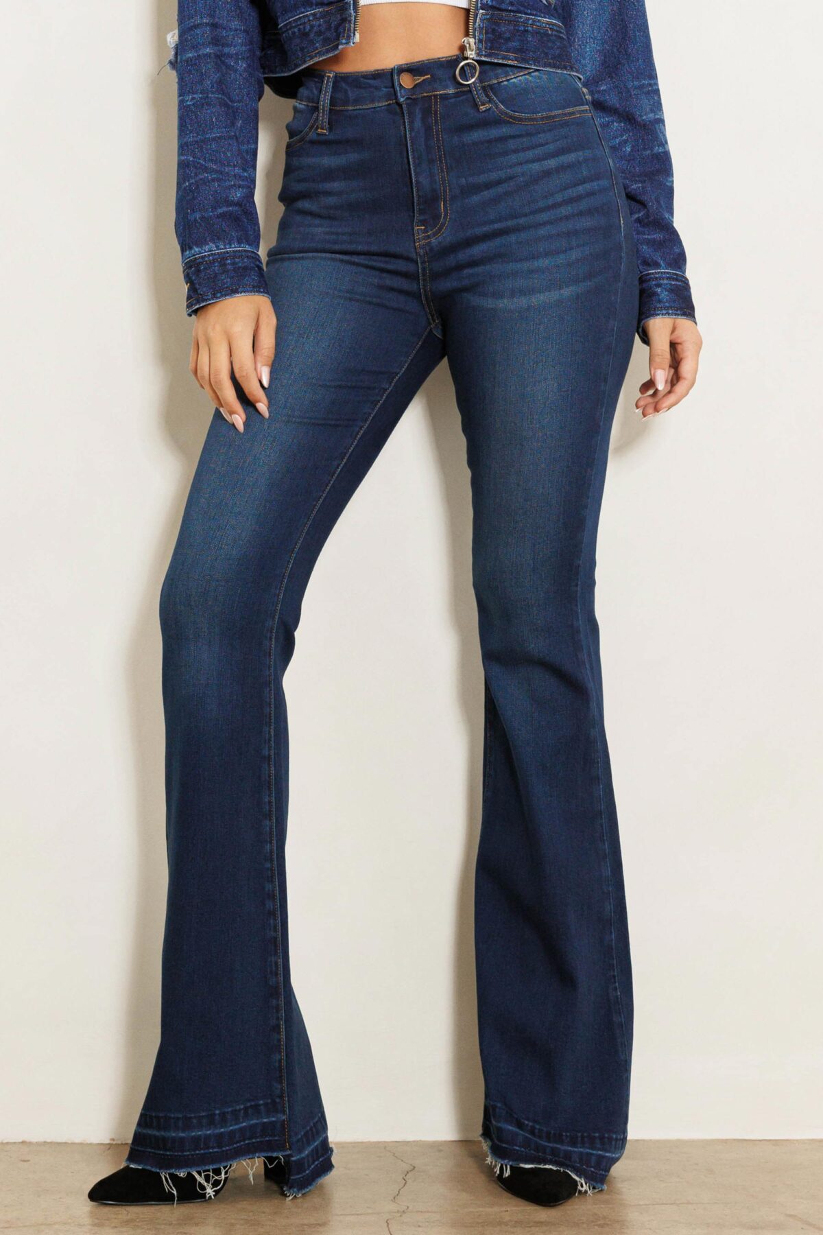 High Rise Flare Faded Wash Jeans - Image 2