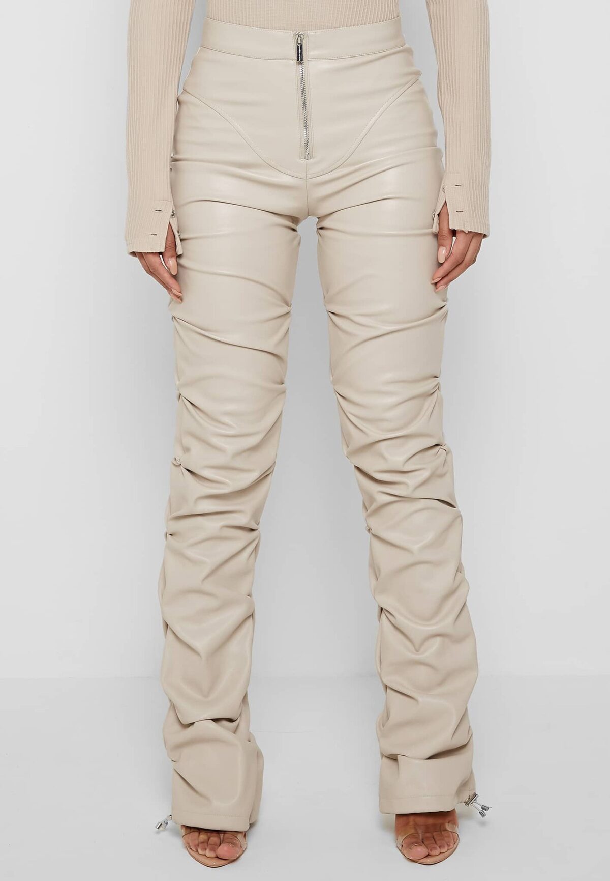 Stacked Leather Shape Pants - Image 3