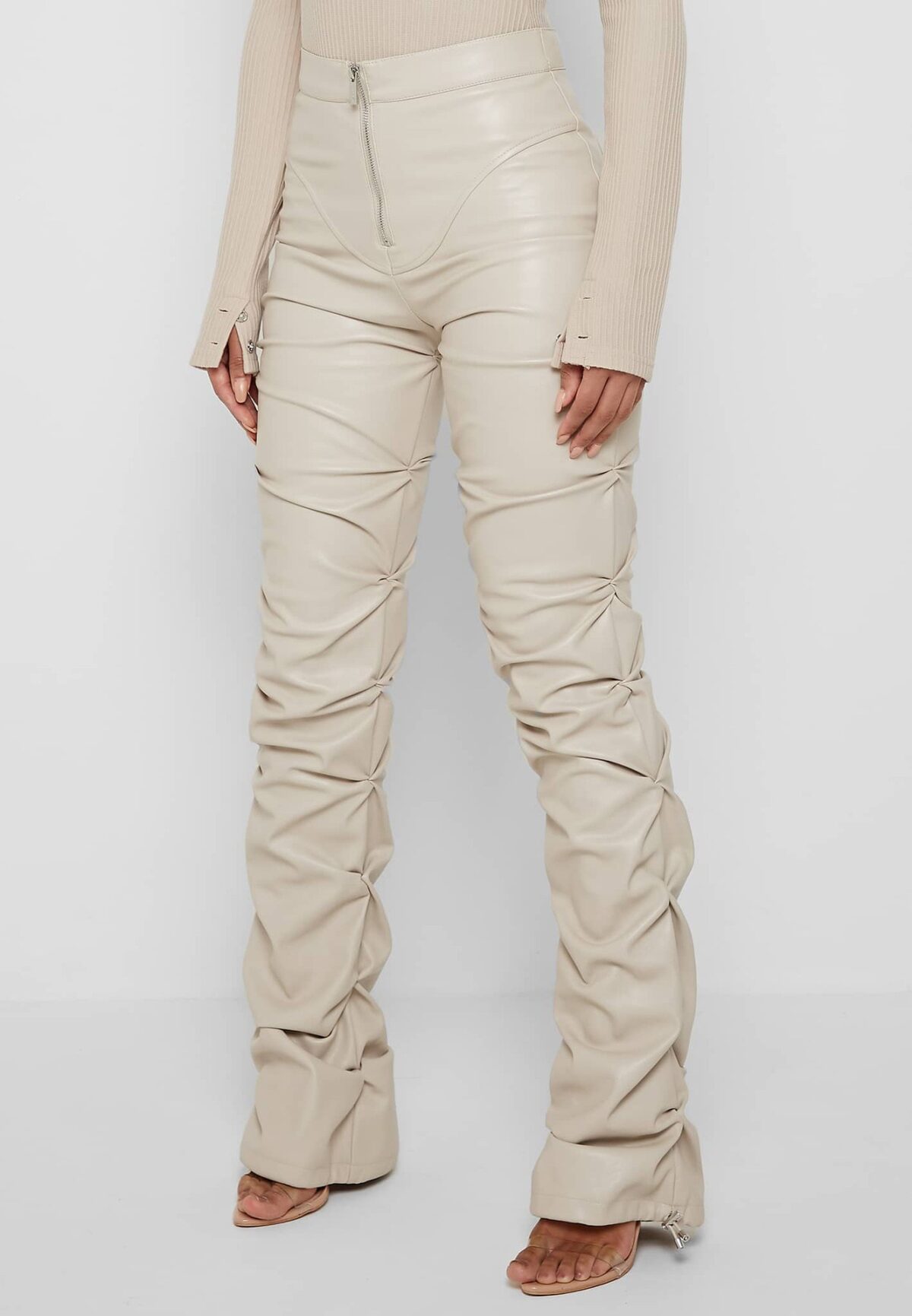 Stacked Leather Shape Pants - Image 2