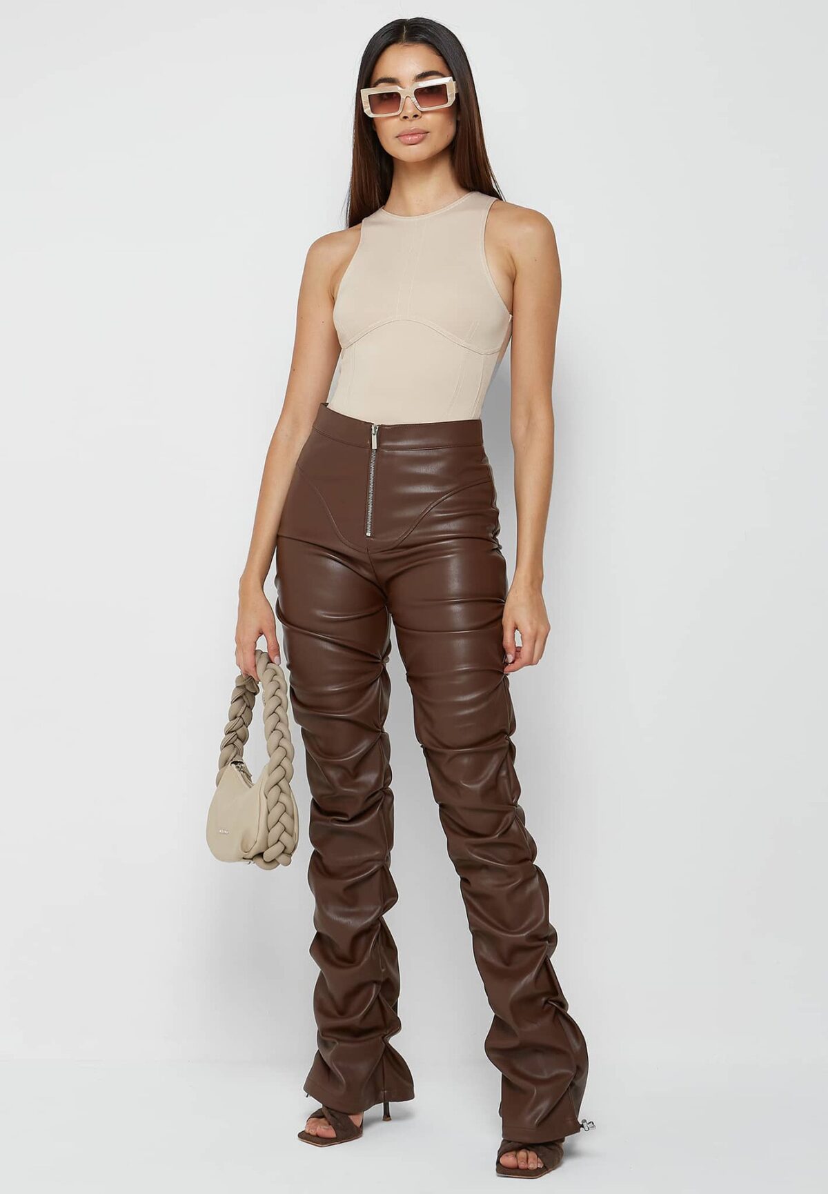 Stacked Leather Shape Pants