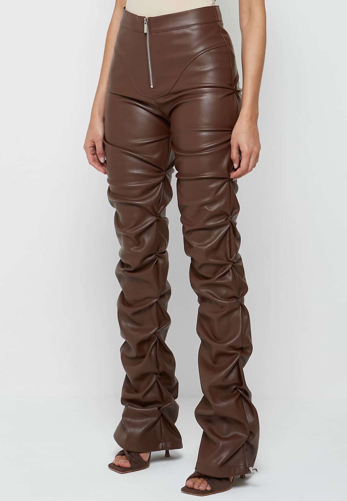 Stacked Leather Shape Pants - Image 4