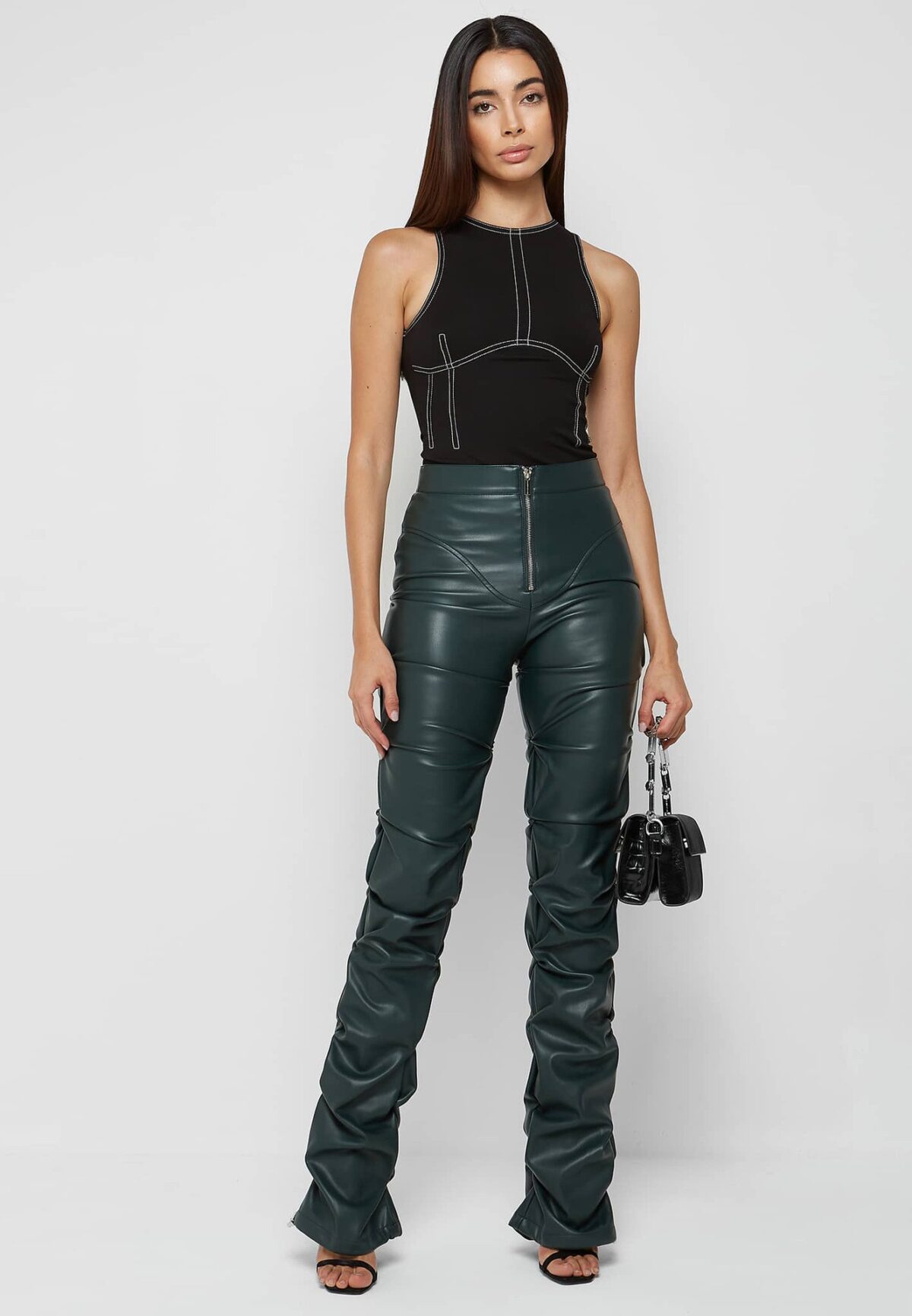 Stacked Leather Shape Pants - Image 4