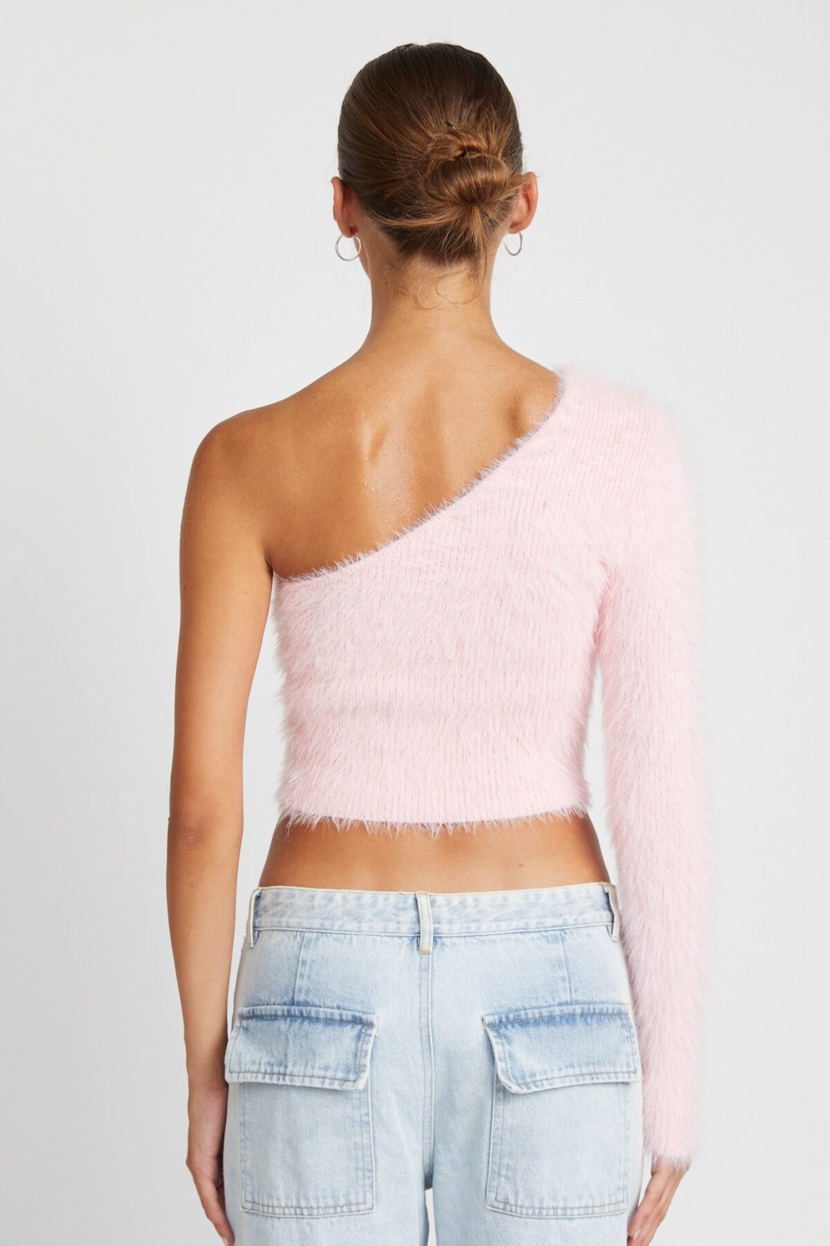 One Shoulder Fluffy Sweater Top - Image 9