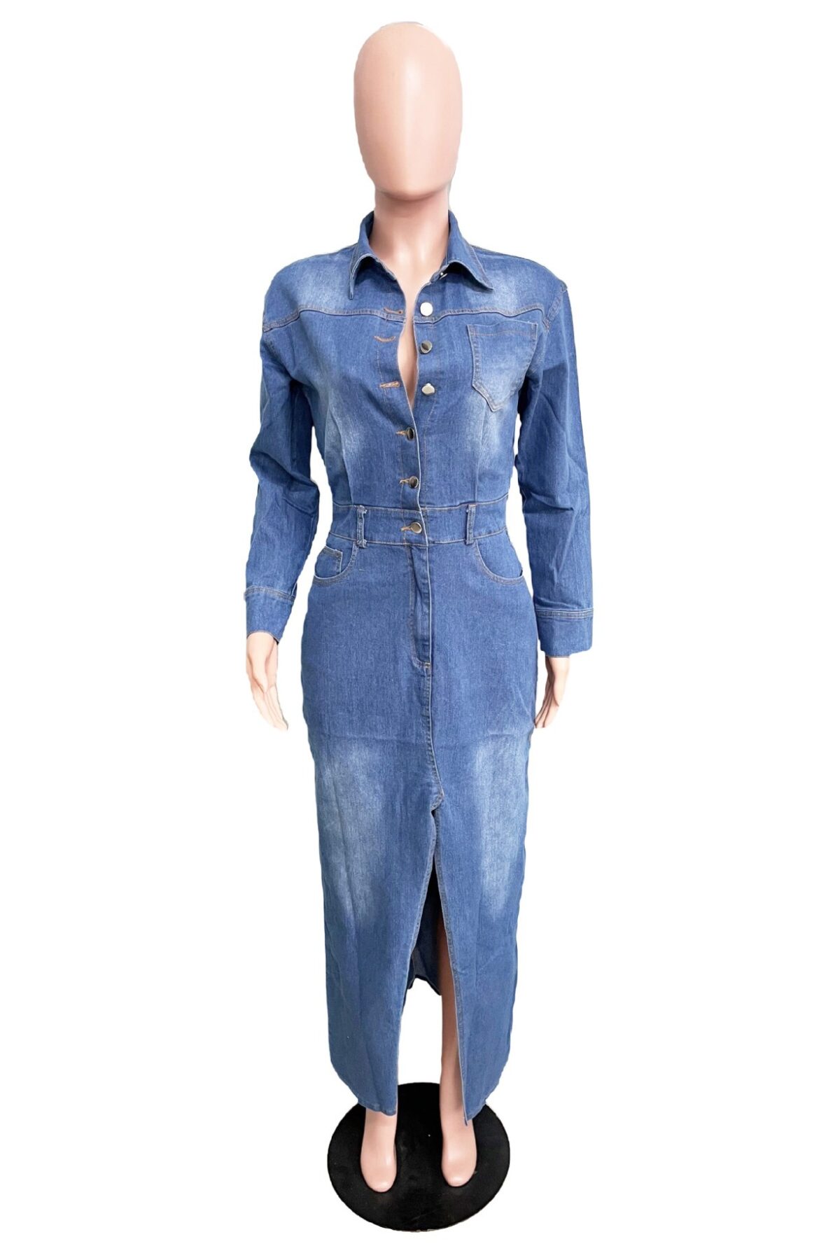 Women Fashion Denim Long Maxi Dress - Image 6