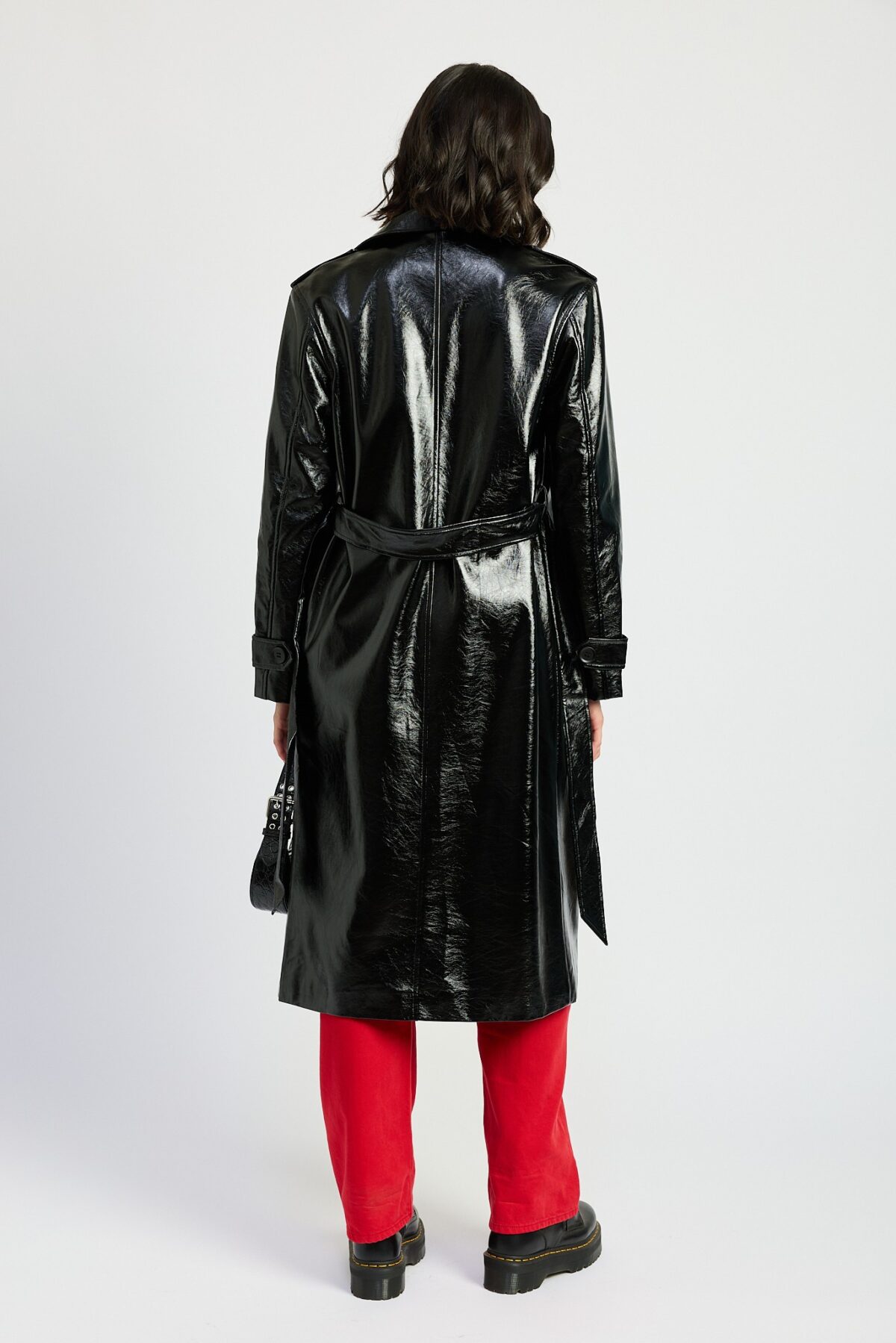 Faux Leather Trench Coat - Image 4