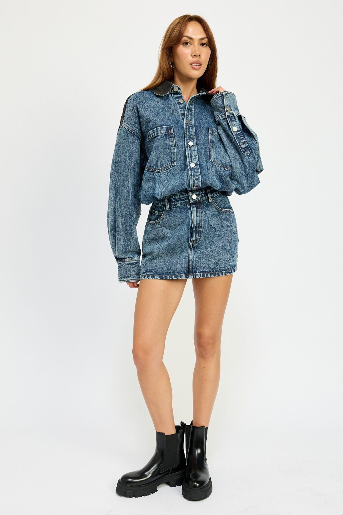 Button Up Denim Mini Dress - Image 4