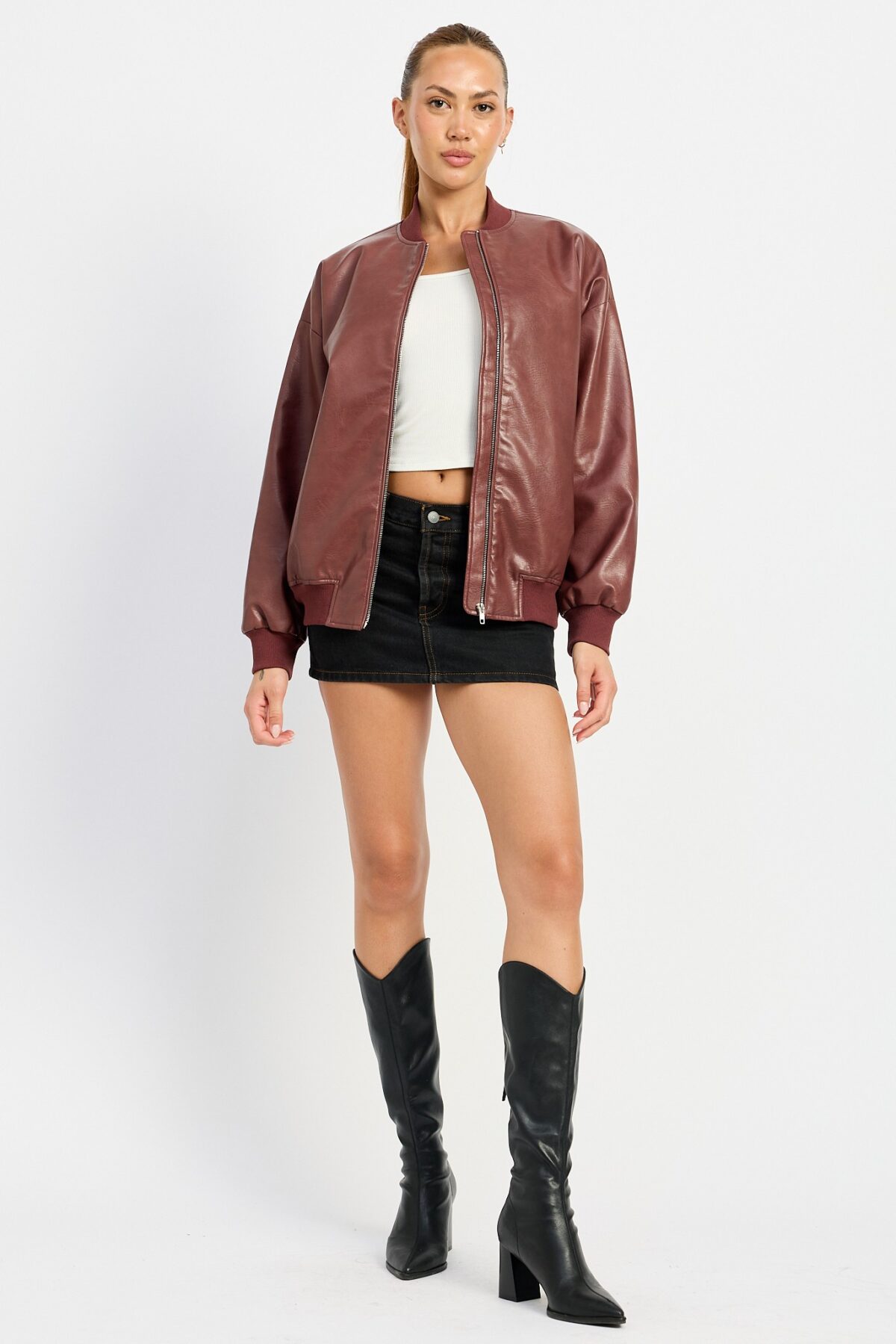 Vintage Leather Bomber Jacket - Image 2