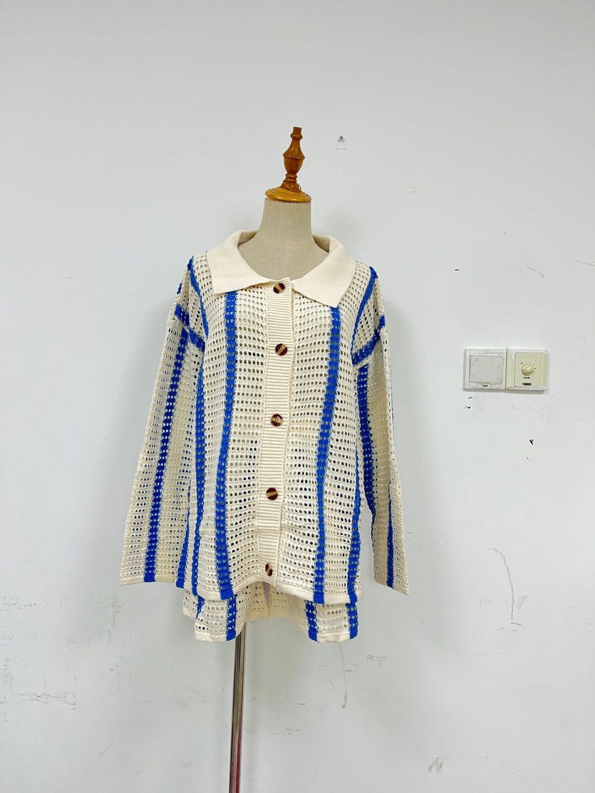 Casual Striped Cardigan Short Set - Image 7