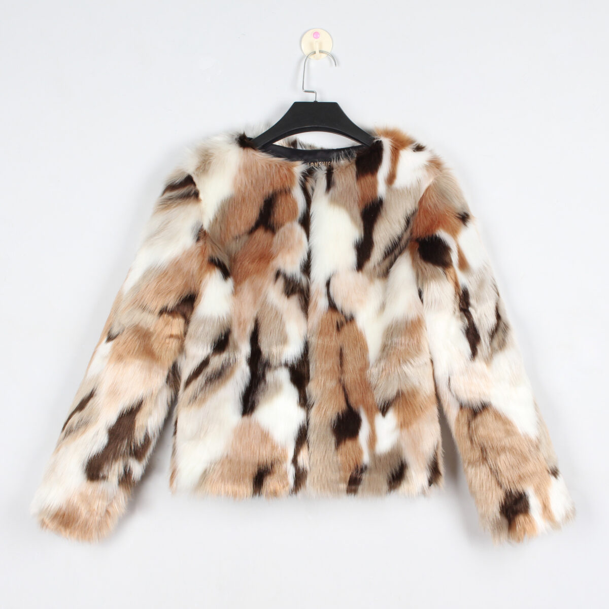 Popular Autumn Winter Mixed Color Faux Fur Coat Top Female - Image 15