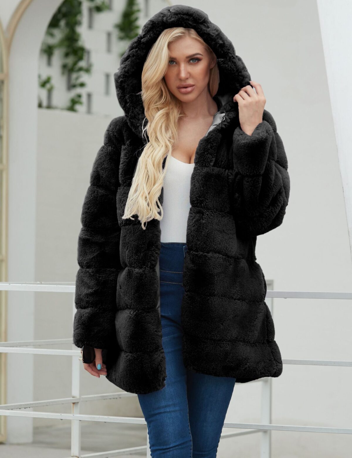 Long Faux Fur Women Coat Women Autumn Winter Long Overcoat Women - Image 7